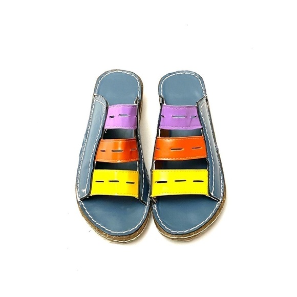 Vintage 70s vegan leather lightweight foam sandals - Picture 1 of 8